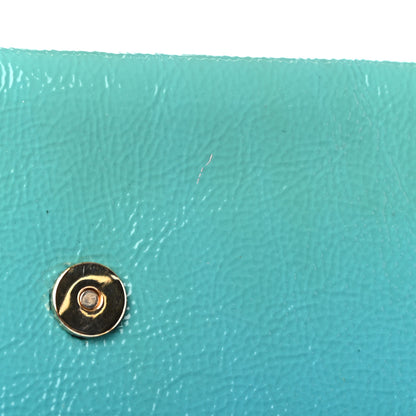 Saint Laurent Textured Patent Monogram Small Belle De Jour Clutch Turquoise 8 of 10