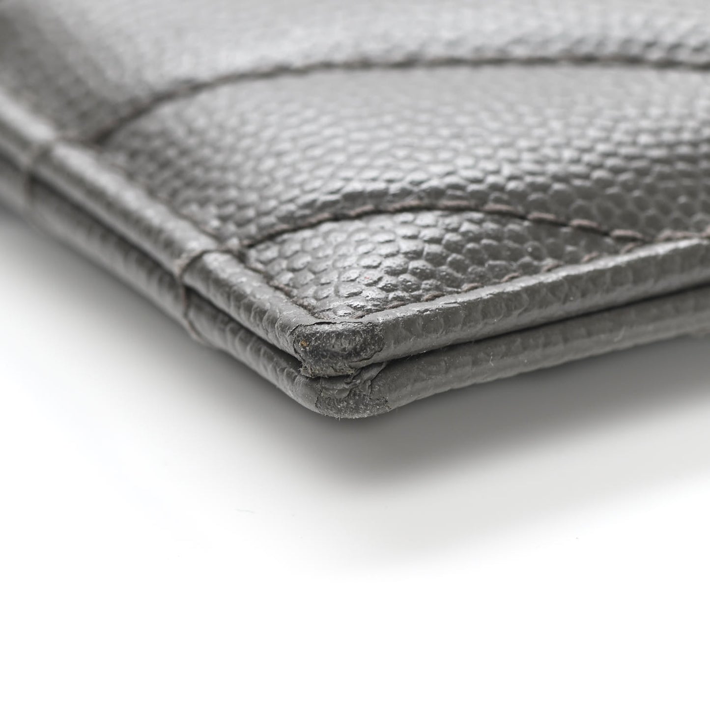 Grain De Poudre Matelasse Chevron Monogram Credit Card Case Coal