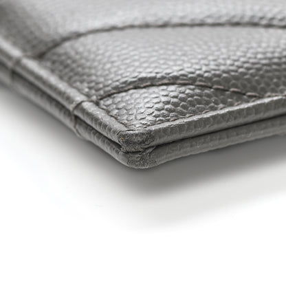 Saint Laurent Grain De Poudre Matelasse Chevron Monogram Credit Card Case Coal 8 of 11