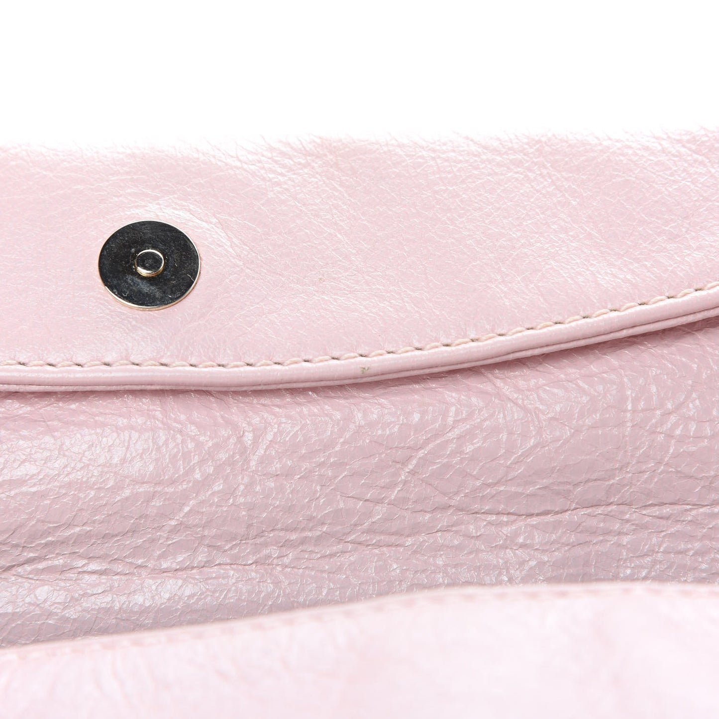 Agneau Giant 12 Gold Hardware Envelope Strap Clutch Rose Poudre