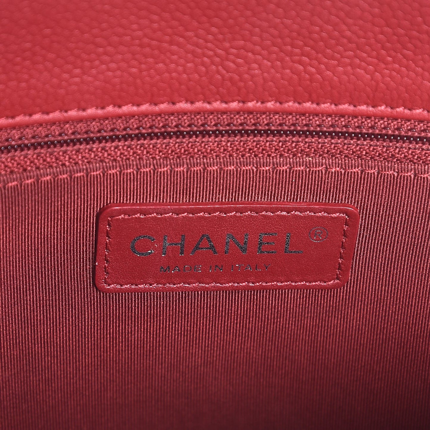 Grained Calfskin Quilted Large Zipped Shopping Tote Red