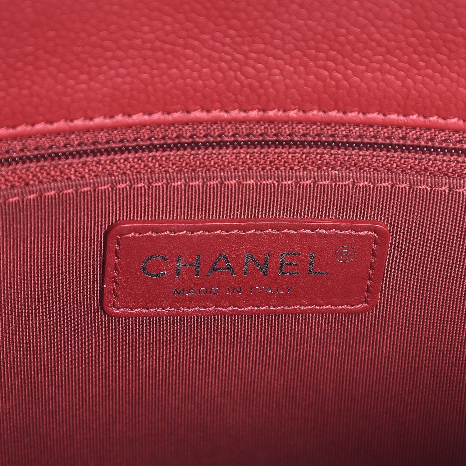 Chanel Grained Calfskin Quilted Large Zipped Shopping Tote Red 6 of 7
