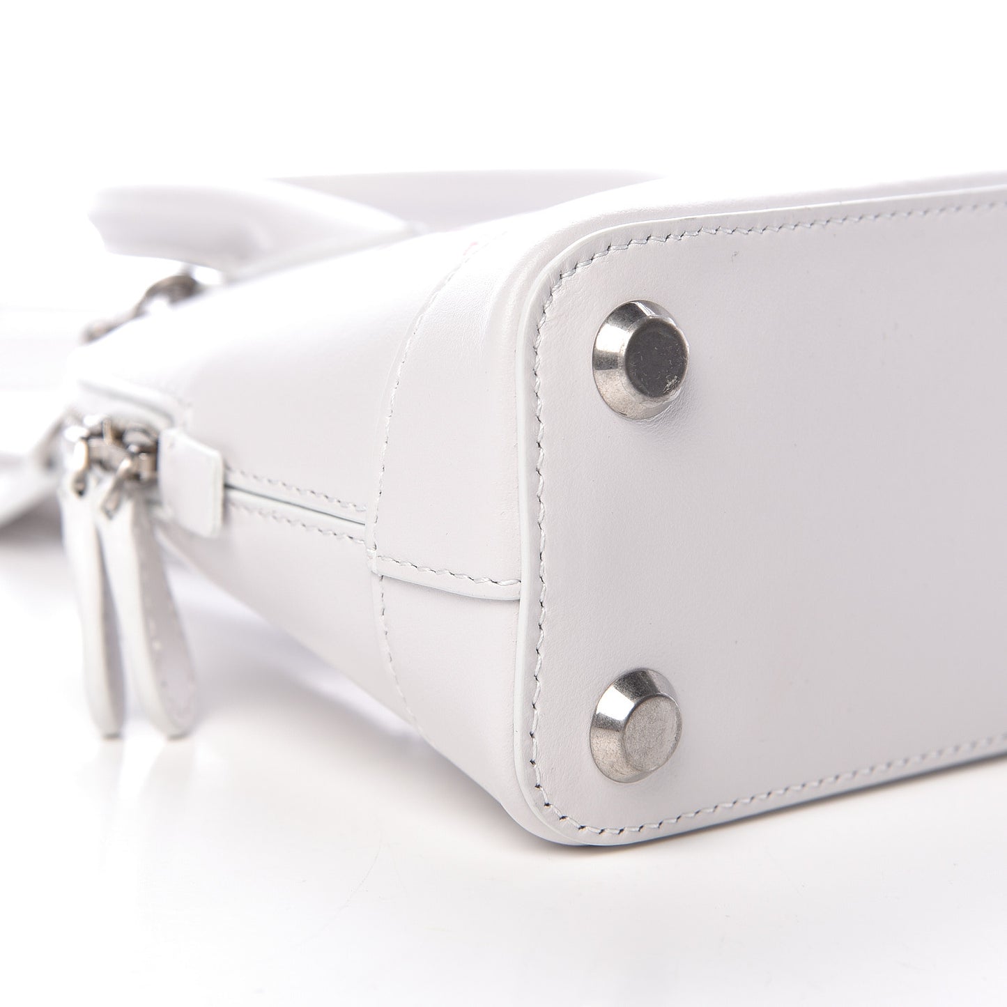 Calfskin Lipstick Logo XXS Ville Top Handle Bag White
