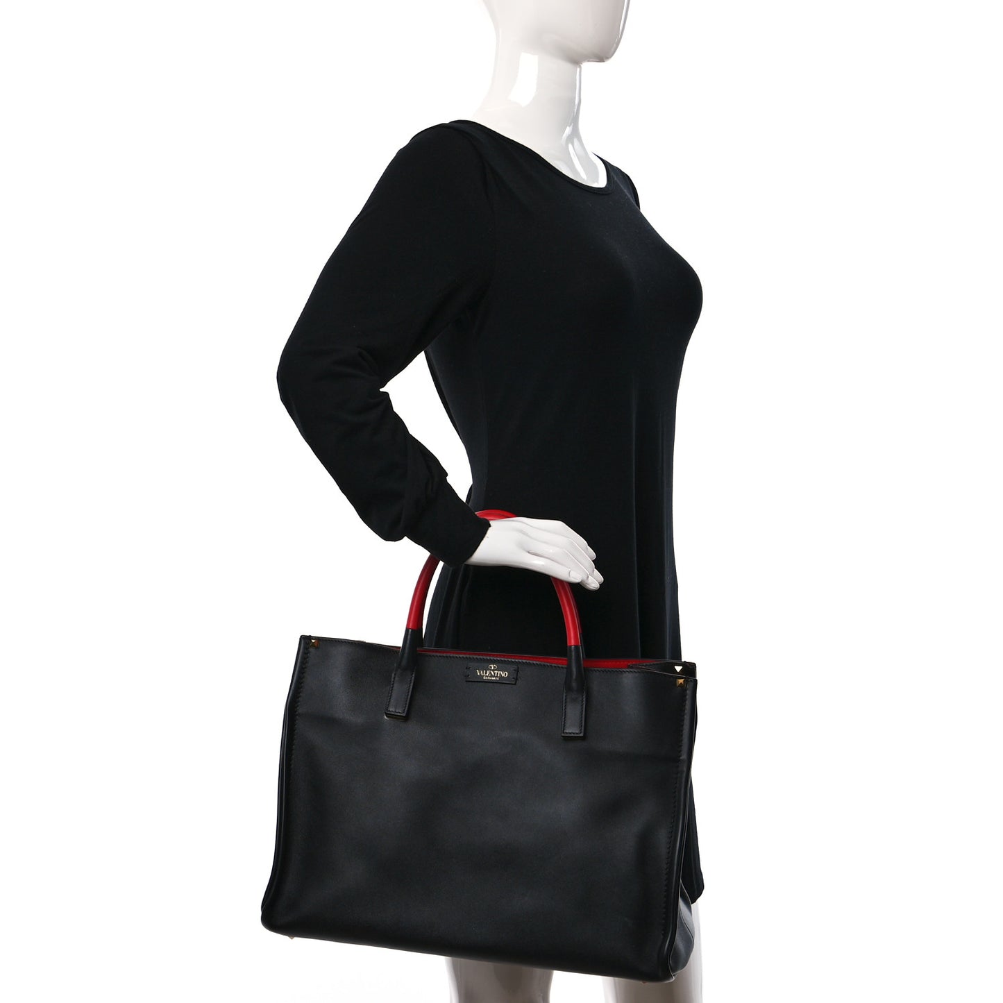 Smooth Calfskin Soul Tote Black Red