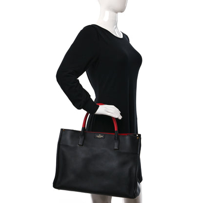 Valentino Garavani Smooth Calfskin Soul Tote Black Red 2 of 9