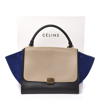 Celine Calfskin Suede Medium Tri-color Trapeze Sand 11 of 11