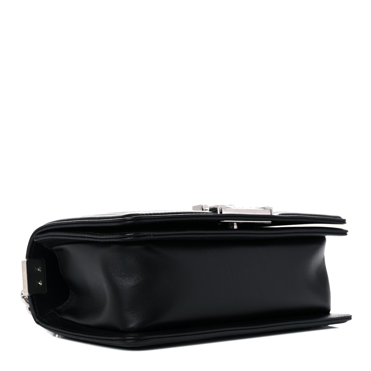 Calfskin Chevron Quilted Small Boy Flap Black