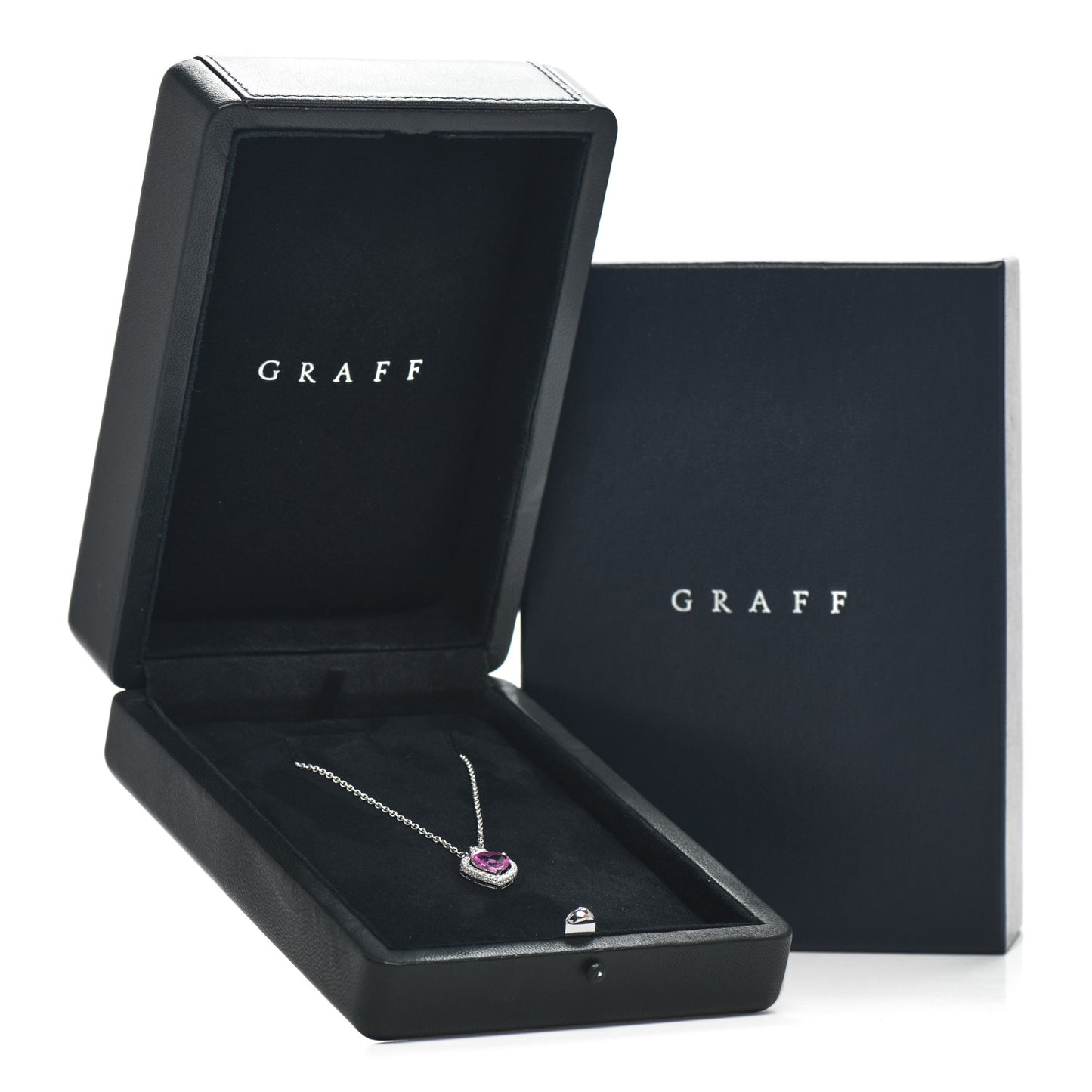 18K White Gold Diamond Pink Sapphire Constellation Heart Pendant Necklace