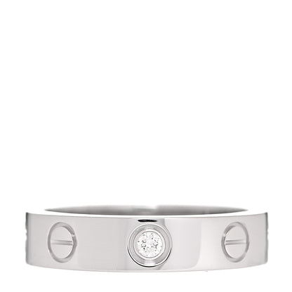 Cartier 18K White Gold Diamond 4mm LOVE Wedding Band Ring 47 4 1 of 8
