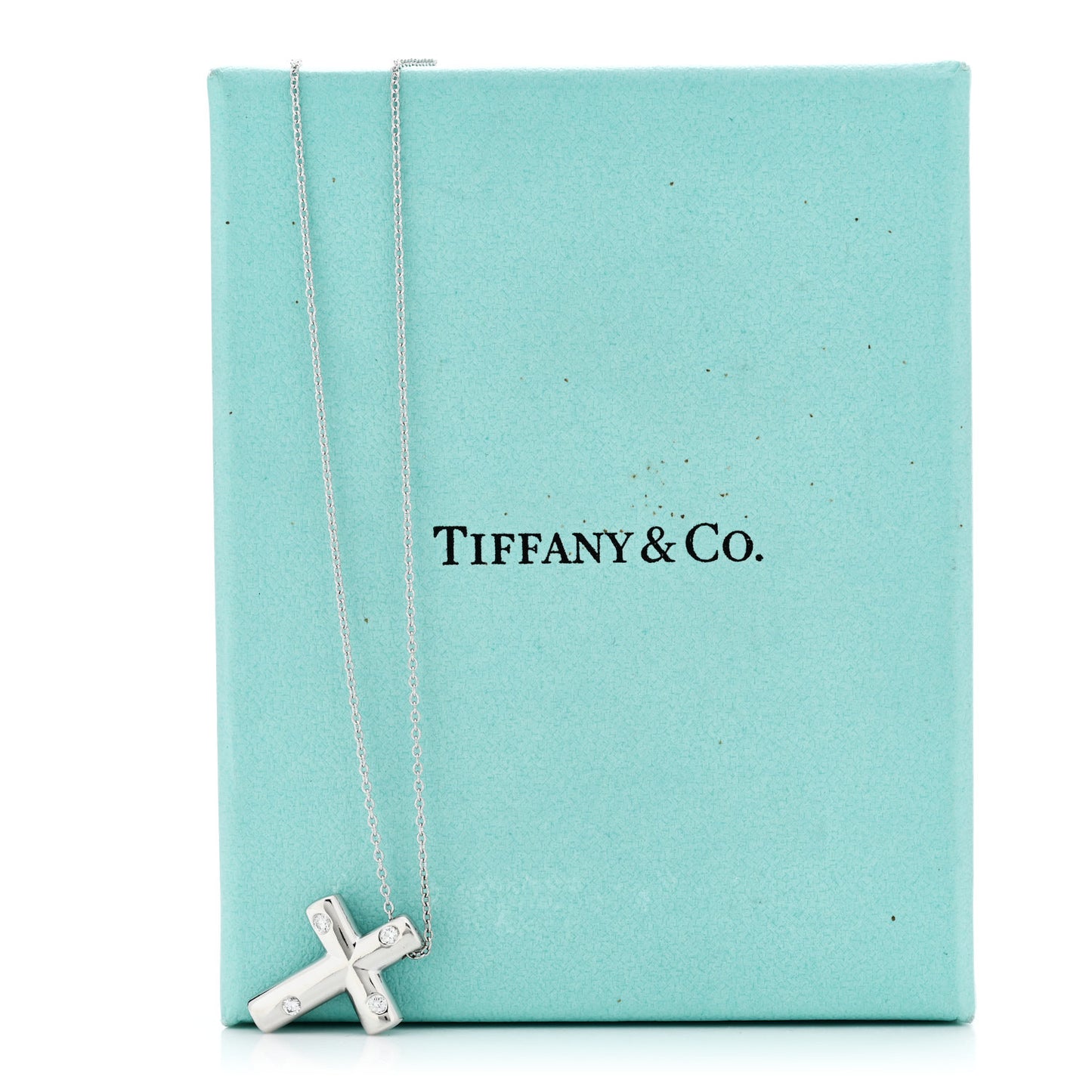Platinum Diamond Etoile Cross Pendant Necklace