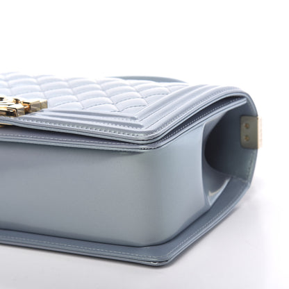 Chanel Iridescent Patent Calfskin Quilted Medium Boy Flap Light Blue 9 of 10