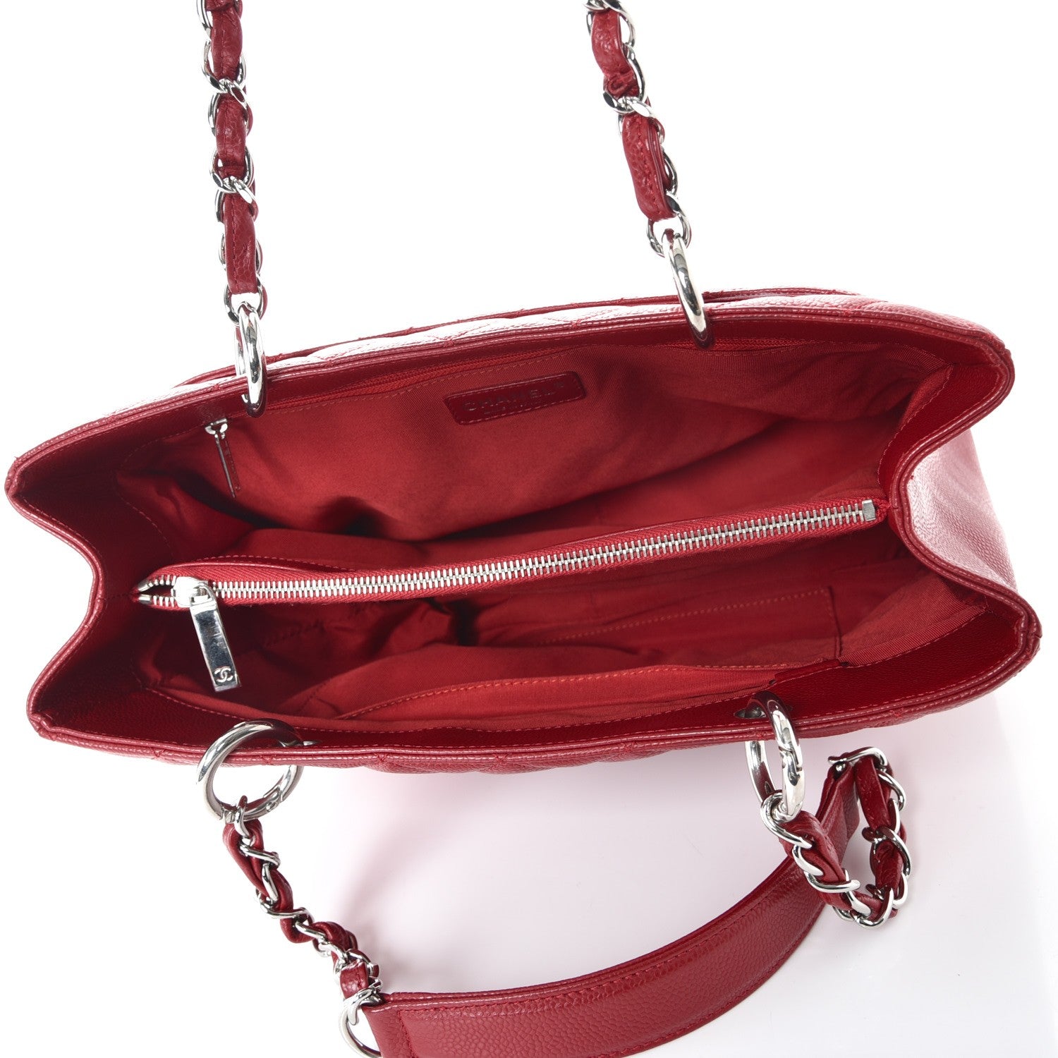 Chanel Caviar Quilted Grand Shopping Tote GST Red 5 of 11