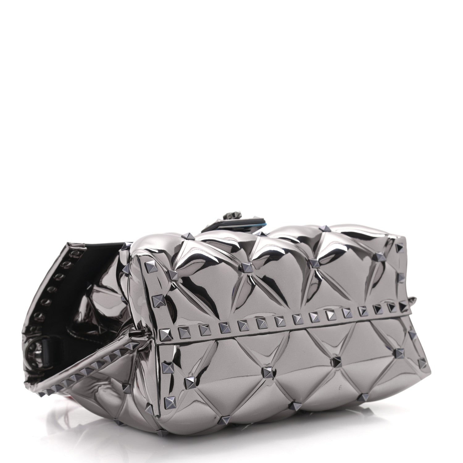 Valentino Garavani Metallic PVC Candystud Top Handle Bag Rutenio 4 of 9
