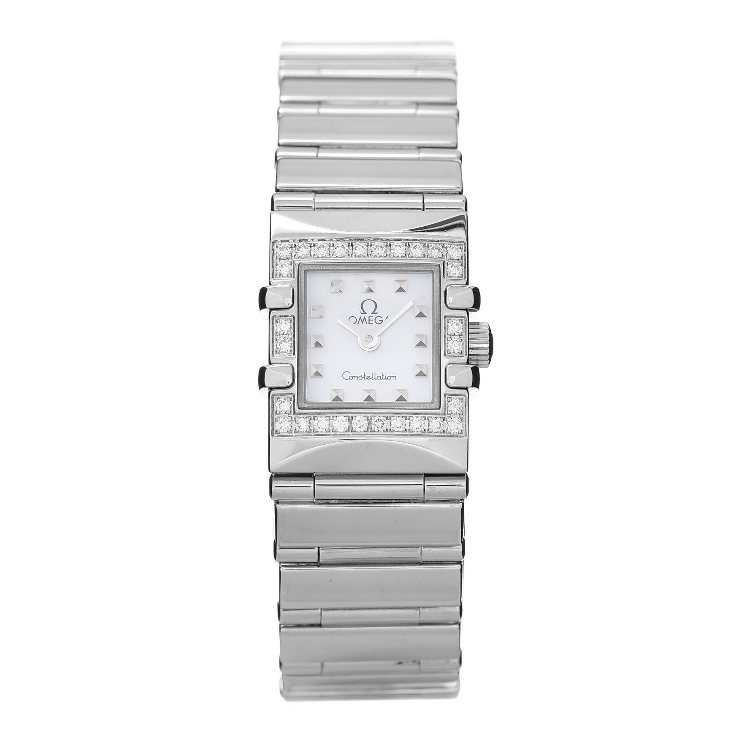 Omega Stainless Steel Diamond Bezel Mother of Pearl 15mm Constellation Quadra Quartz Watch 1535.71.00 1 of 6