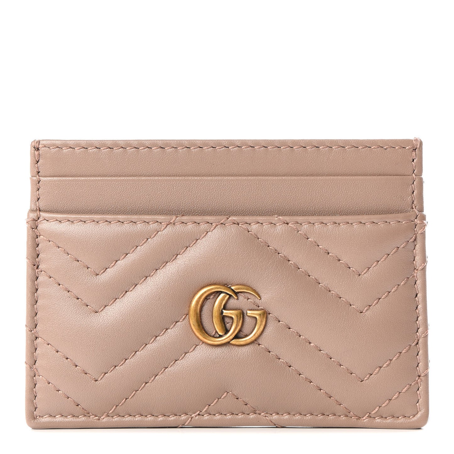 Calfskin Matelasse GG Marmont Card Holder Porcelain Rose