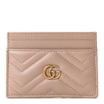 Gucci Calfskin Matelasse GG Marmont Card Holder Porcelain Rose 1 of 8