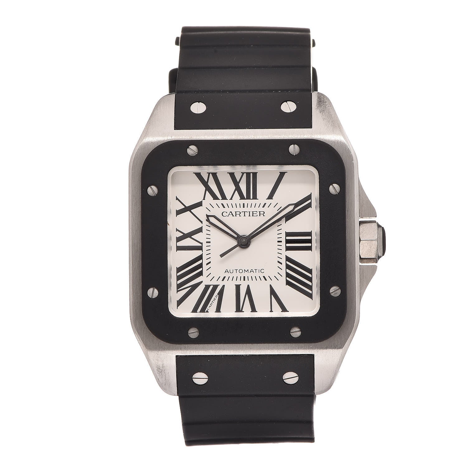 Cartier Stainless Steel Rubber 38mm Santos 100 Automatic Watch 1 of 7