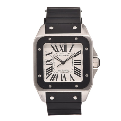 Cartier Stainless Steel Rubber 38mm Santos 100 Automatic Watch 1 of 7