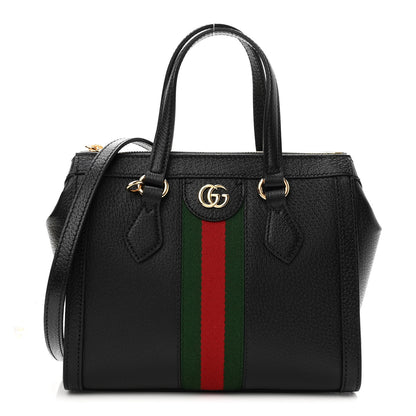Gucci Textured Calfskin Web Small Ophidia Tote Bag Black 1 of 10