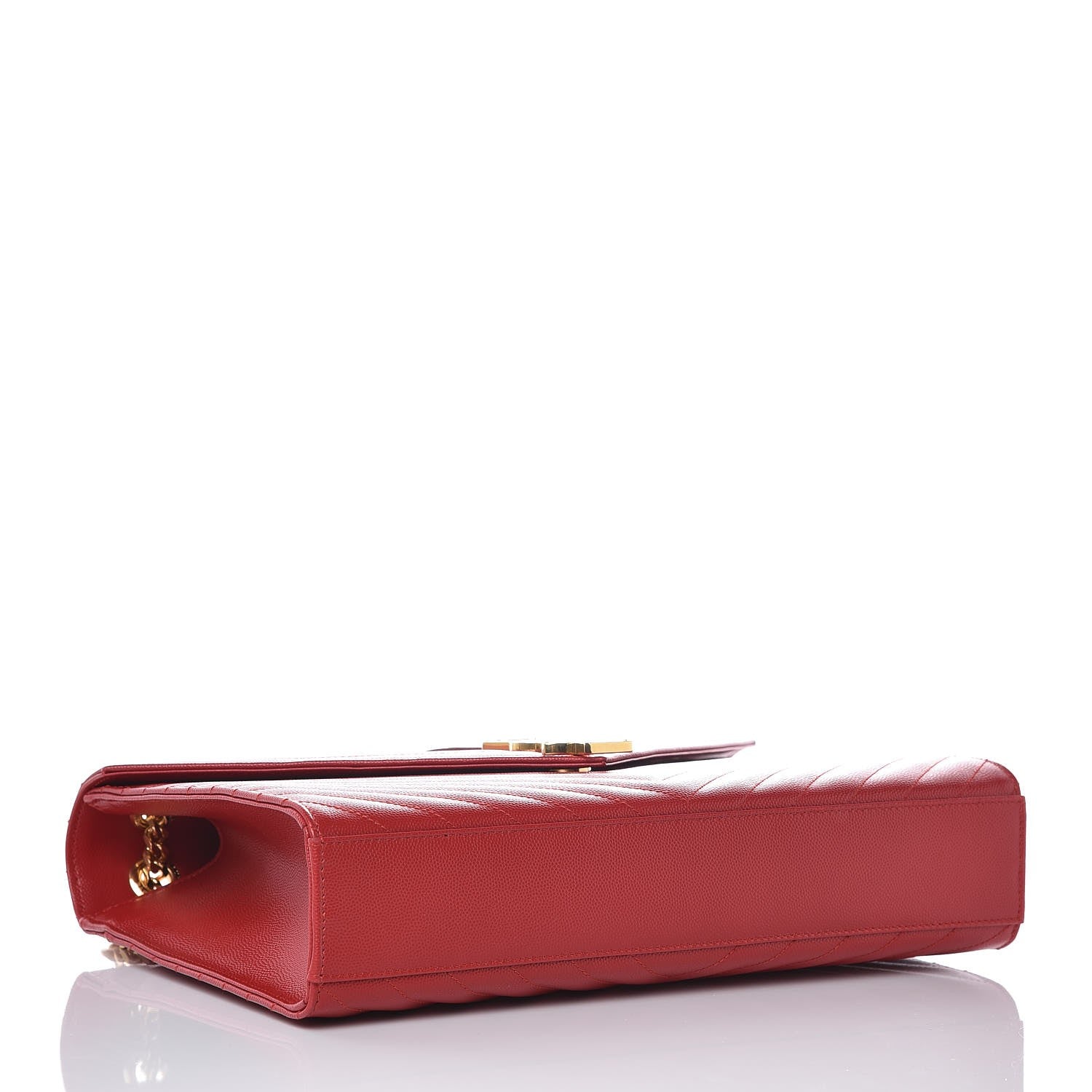 Saint Laurent Grain De Poudre Matelasse Chevron Large Monogram Satchel Lipstick Red 4 of 6
