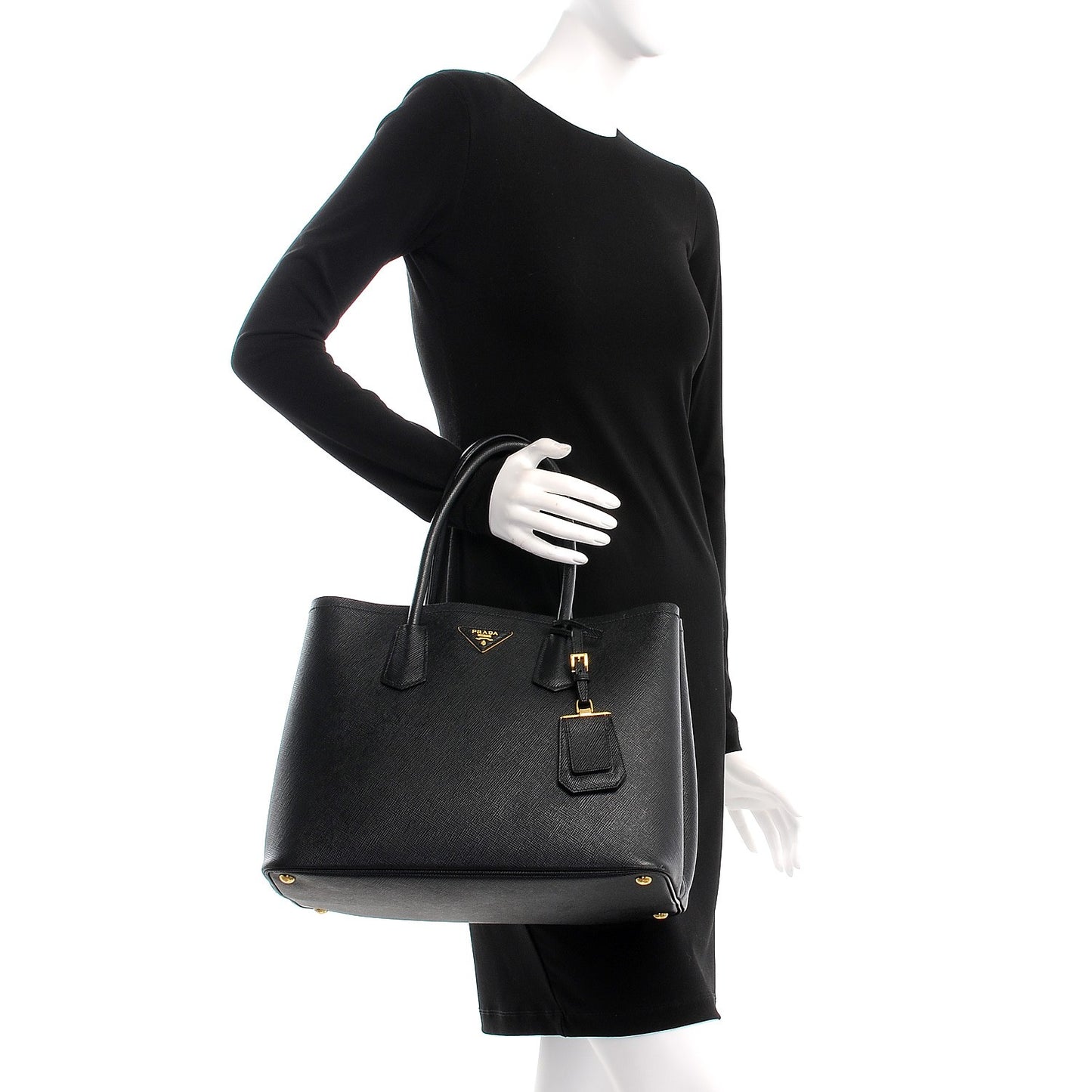 Saffiano Cuir Large Double Bag Black Mughetto