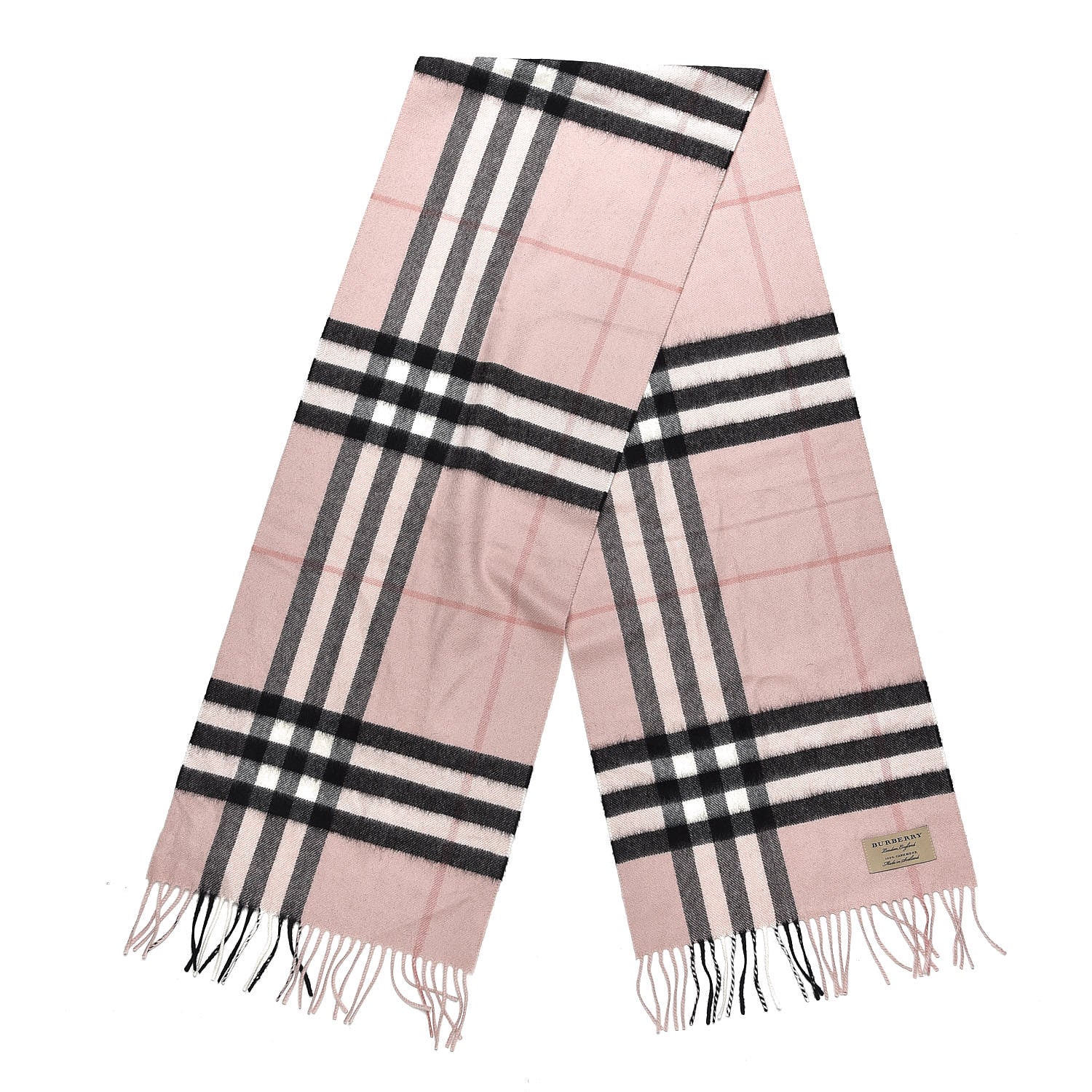 Burberry Cashmere Giant Check Fringe Scarf Ash Rose 3 of 5
