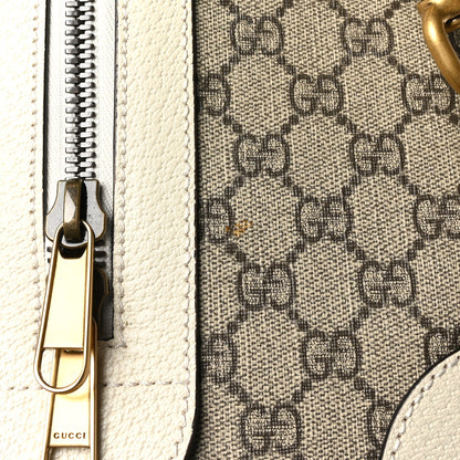 Gucci GG Supreme Monogram Textured Dollar Calfskin Web Medium Ophidia Duffle Bag Beige Ebony Mystic White 11 of 11