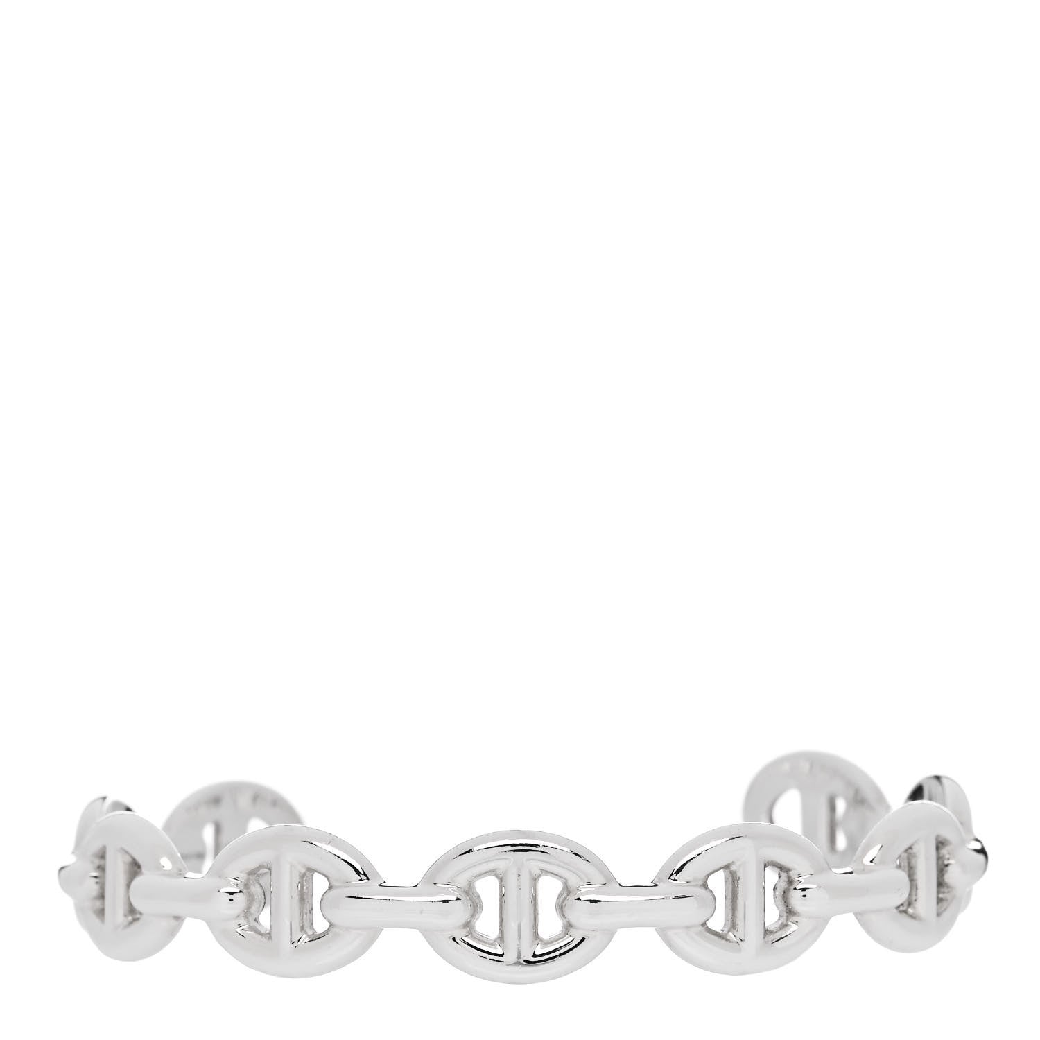 Hermes Sterling Silver MM Chaine d'Ancre Enchainee Cuff Bracelet SH 1 of 5