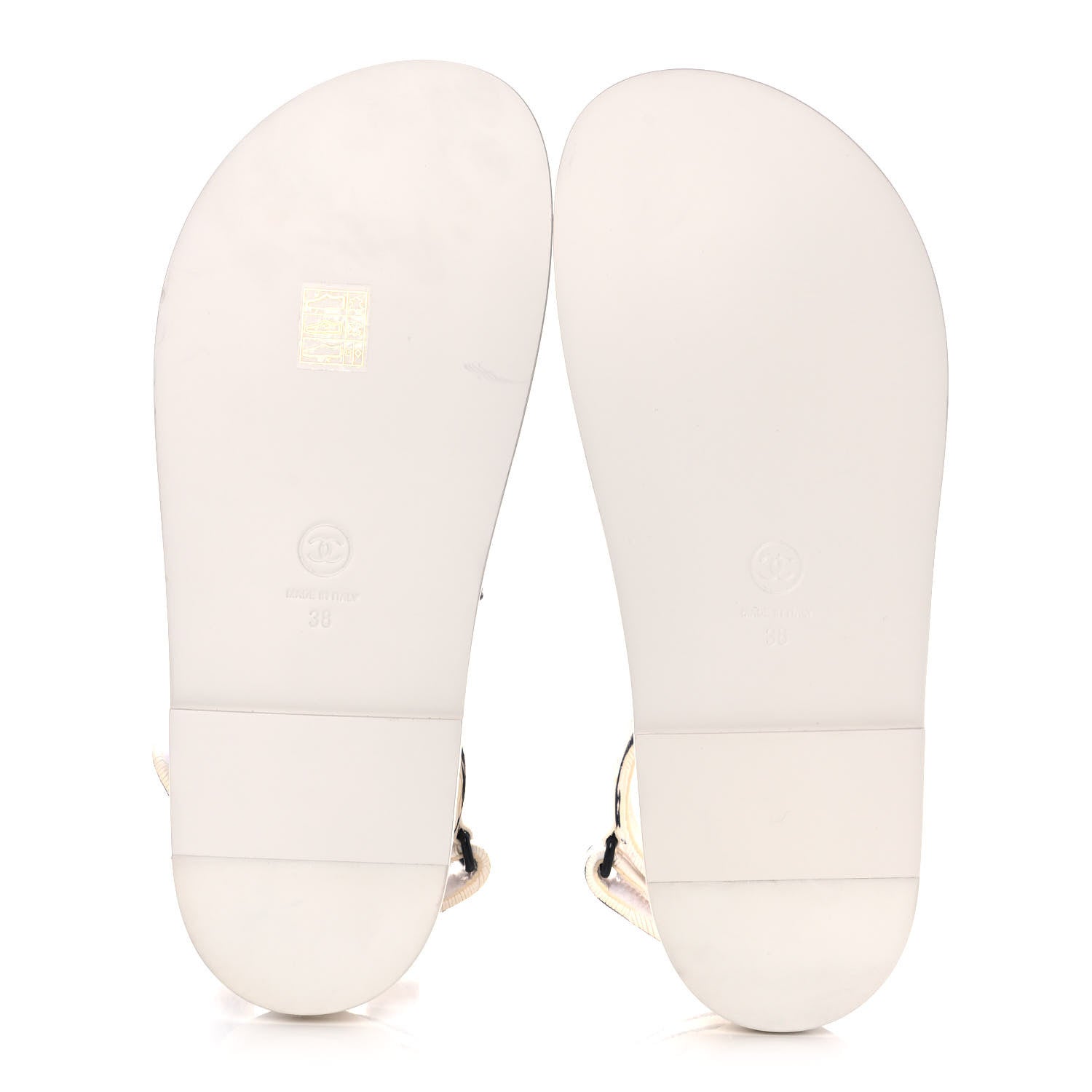 Chanel Calfskin Printed Velcro Dad Sandals 38 White Black 5 of 13