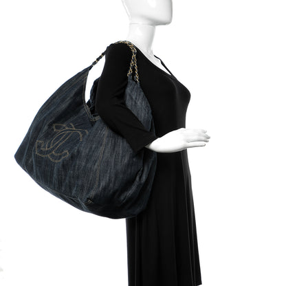 Chanel Denim XL Coco Cabas Tote Dark Blue 2 of 10