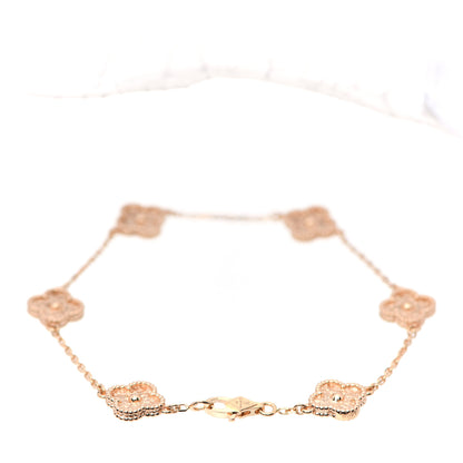 Van Cleef & Arpels 18K Rose Gold 6 Motifs Sweet Alhambra Bracelet 2 of 6