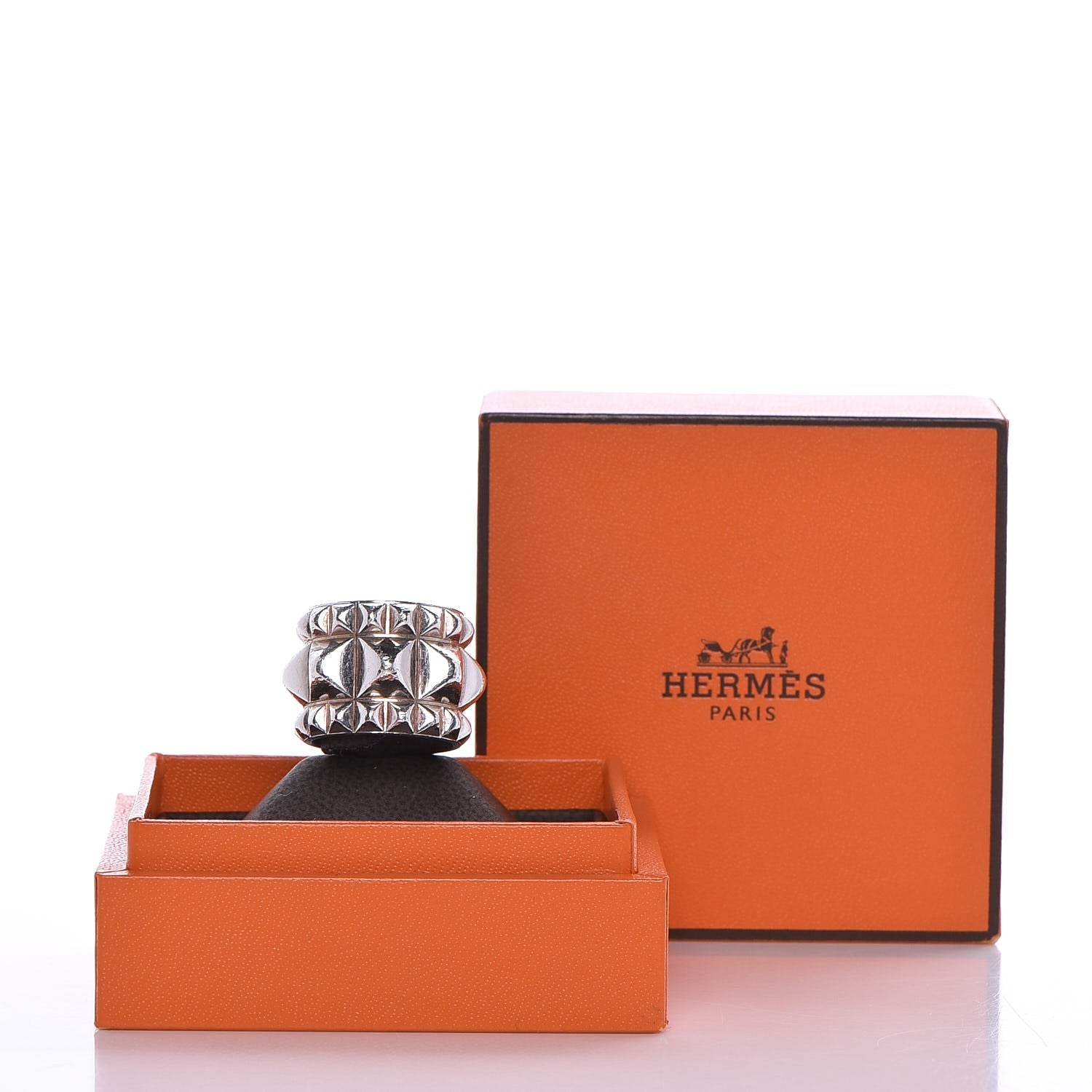 Hermes Sterling Silver Espionne Silver Ring 51 5.75 7 of 7