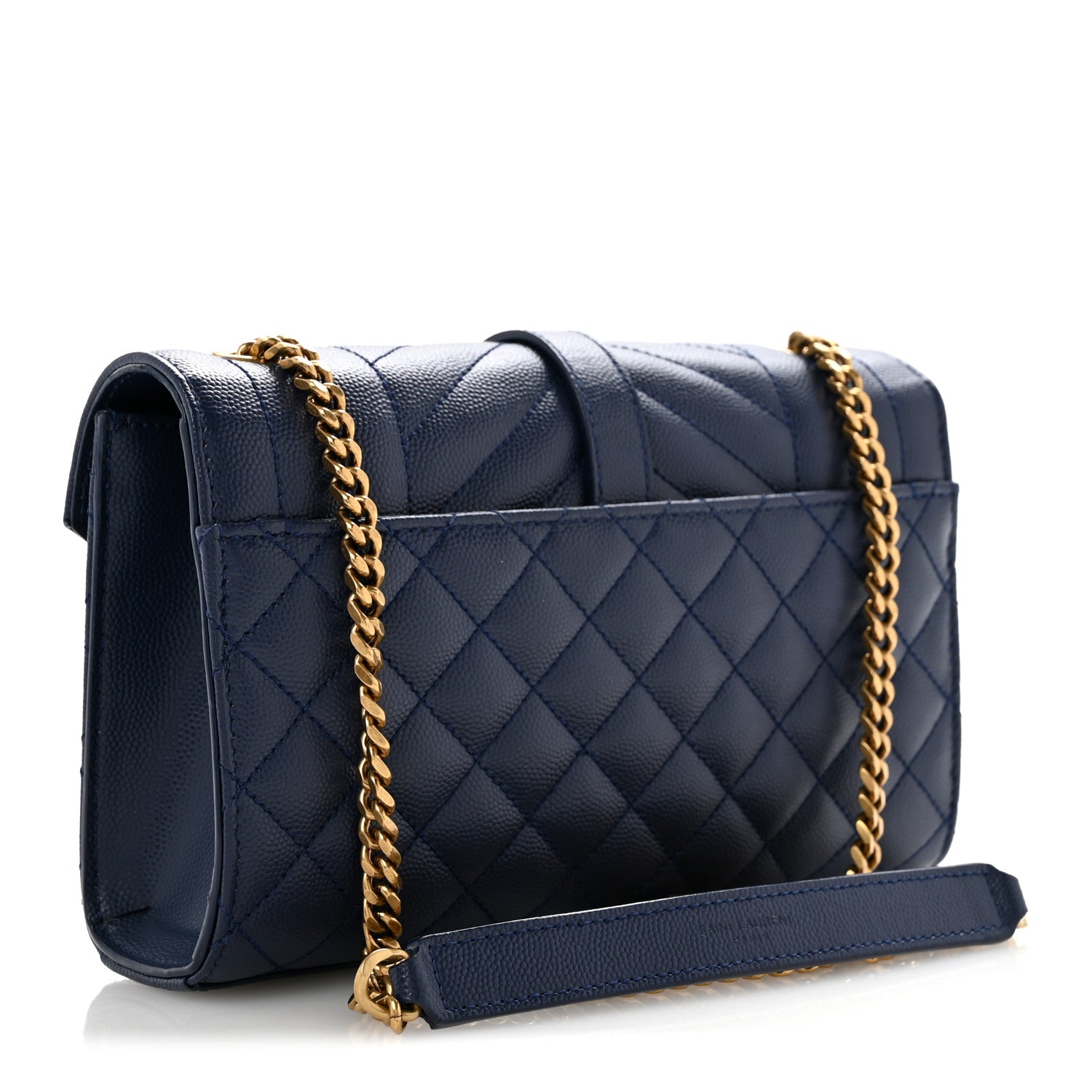 Saint Laurent Grain De Poudre Textured Mixed Matelasse Triquilt Small Monogram Satchel Blue Charron 3 of 14