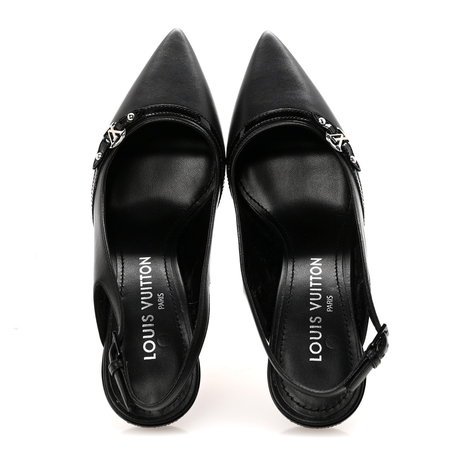 Louis Vuitton ブラック ハイヒール Louis Vuitton Lambskin 6AM Slingback Pumps 37.5 Black 1863266