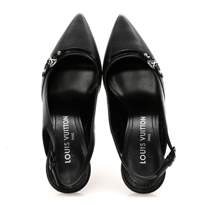 Louis Vuitton Lambskin 6AM Slingback Pumps 37.5 Black 2 of 9