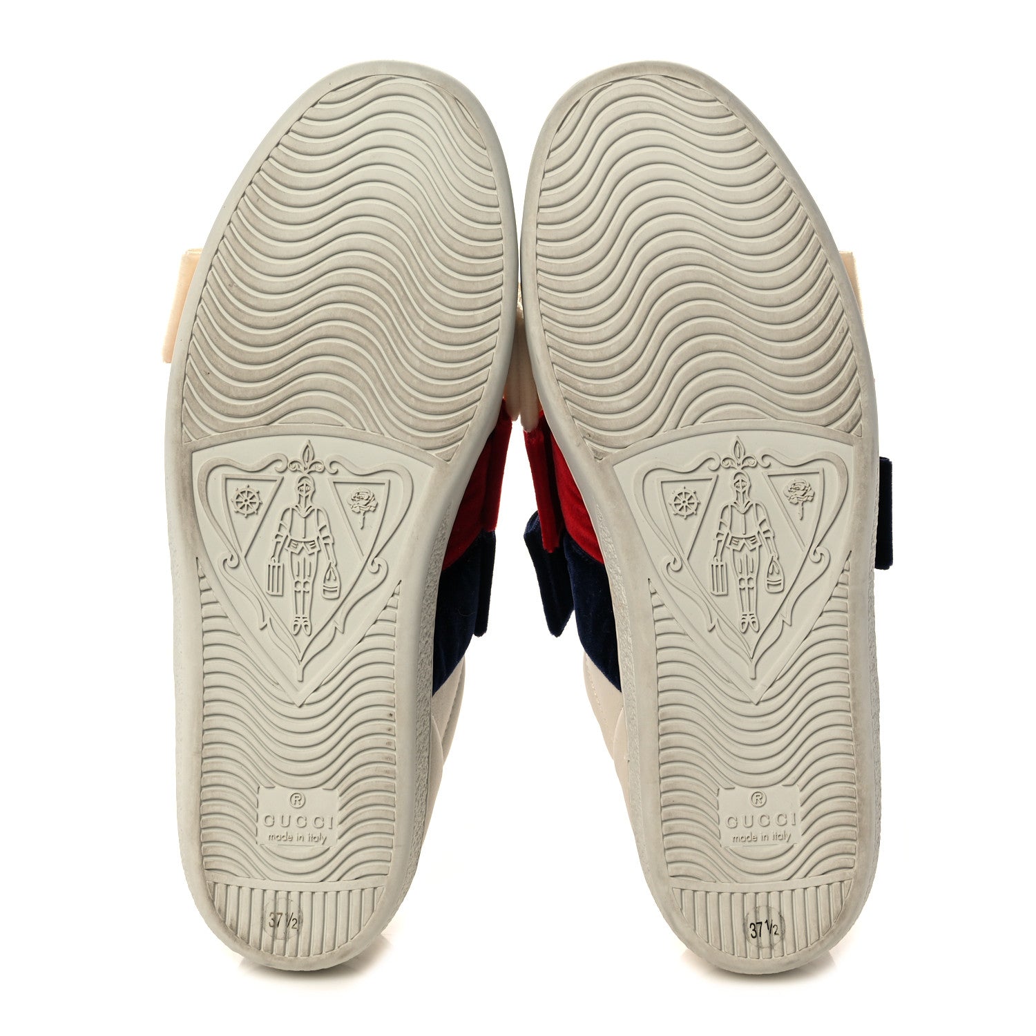Gucci Calfskin Velvet Womens Bow Ace Sneakers 37.5 White 5 of 8