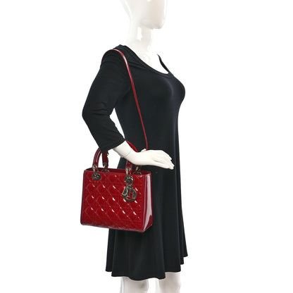 Christian Dior Patent Cannage Medium Lady Dior Red 2 of 10