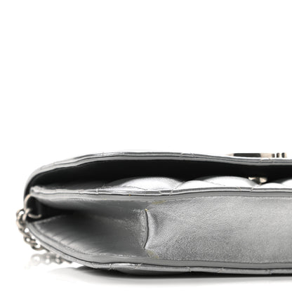 Balenciaga Metallic Calfskin Quilted Touch B Wallet On Chain Silver 8 of 9