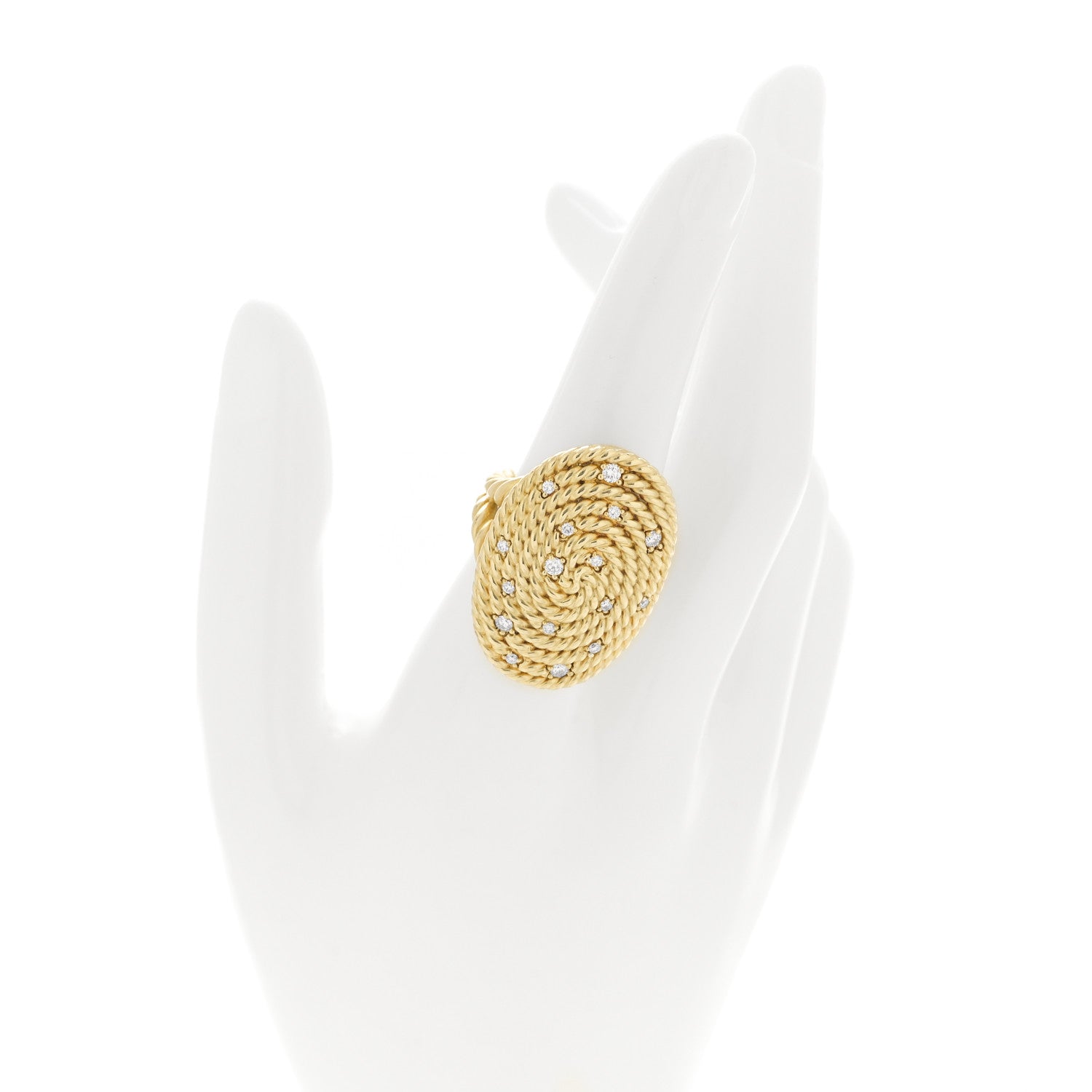 David Yurman 18K Yellow Gold Diamond Cable Coil Ring 54 7 2 of 4