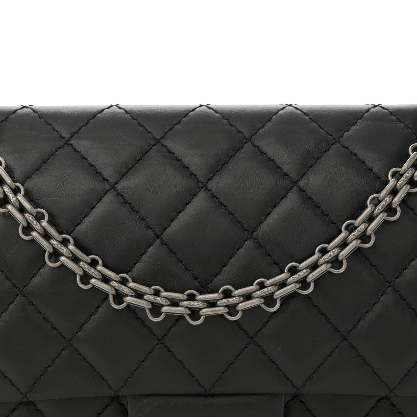 Aged Calfskin Quilted 2.55 Reissue 225 Flap Black