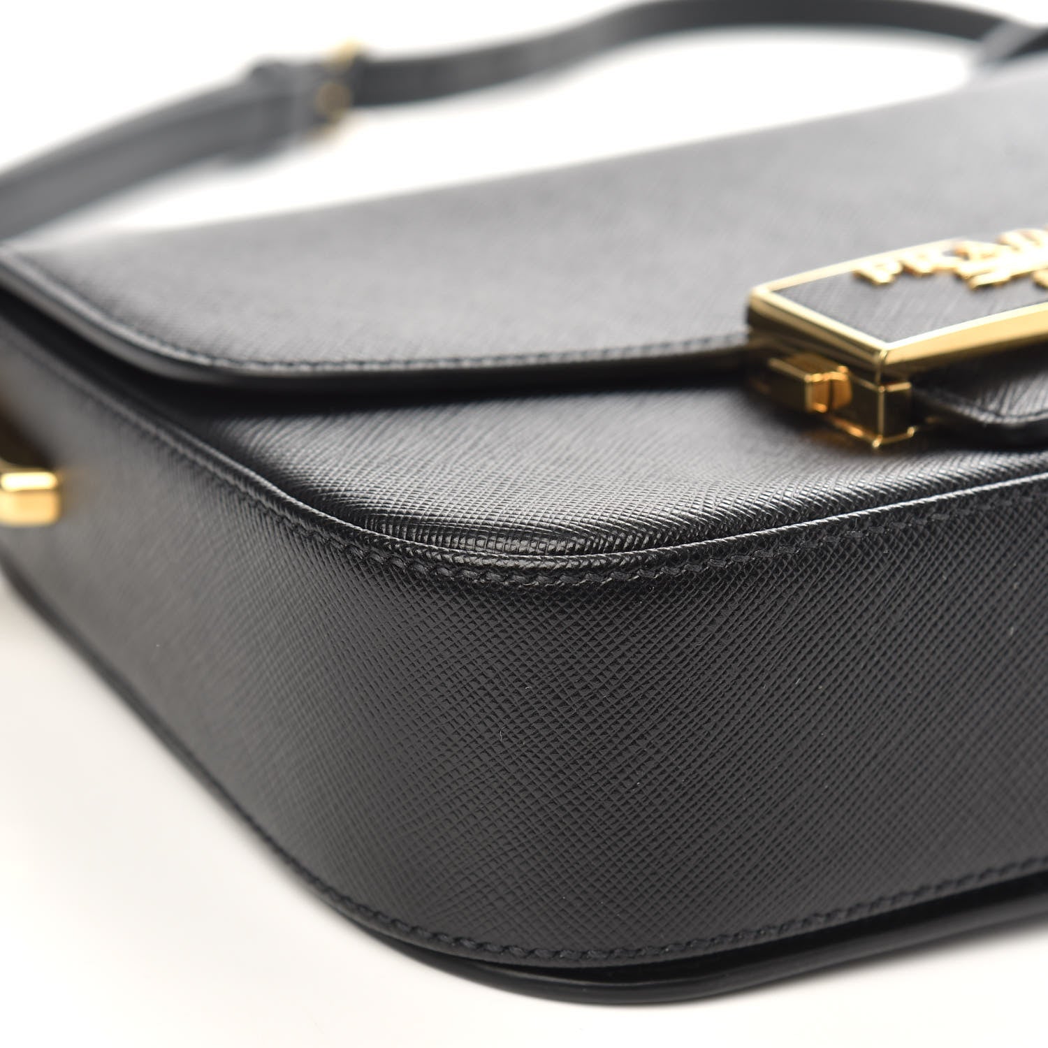 Prada Saffiano Lux Embleme Flap Shoulder Bag Black 7 of 8
