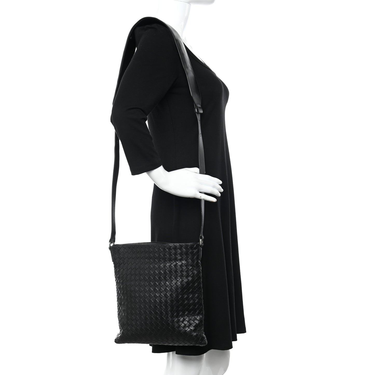 Nappa Intrecciato VN Crossbody Messenger Bag Black