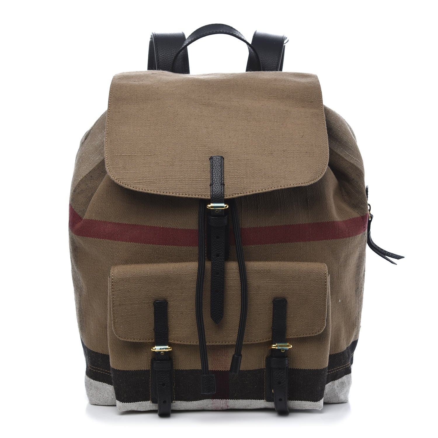 Burberry Canvas Mega Check Brookdale Backpack Black 1 of 8