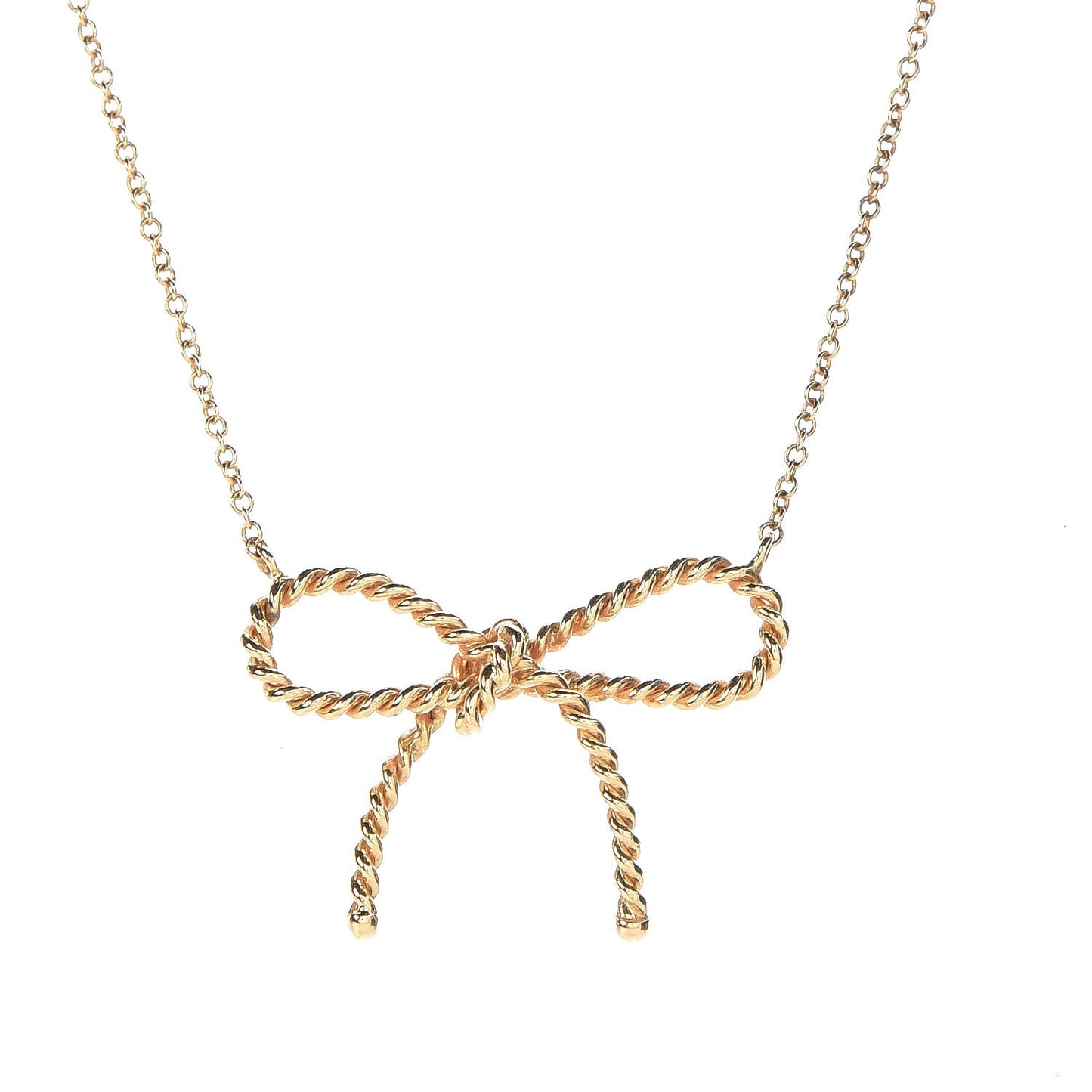 18K Yellow Gold Twist Bow Pendant Necklace