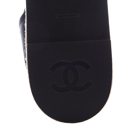 Chanel Lambskin CC Ankle Strap Espadrilles 40 Black 7 of 9
