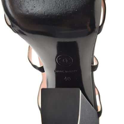 Chanel Calfskin Pearl Camellia Sandals 40 Black 7 of 10