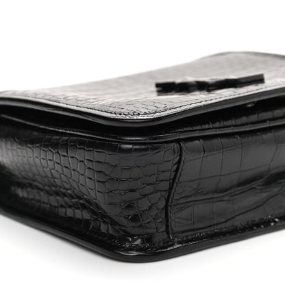 Saint Laurent Crocodile Embossed Lambskin Matelasse Monogram Niki Chain Wallet Black 7 of 9