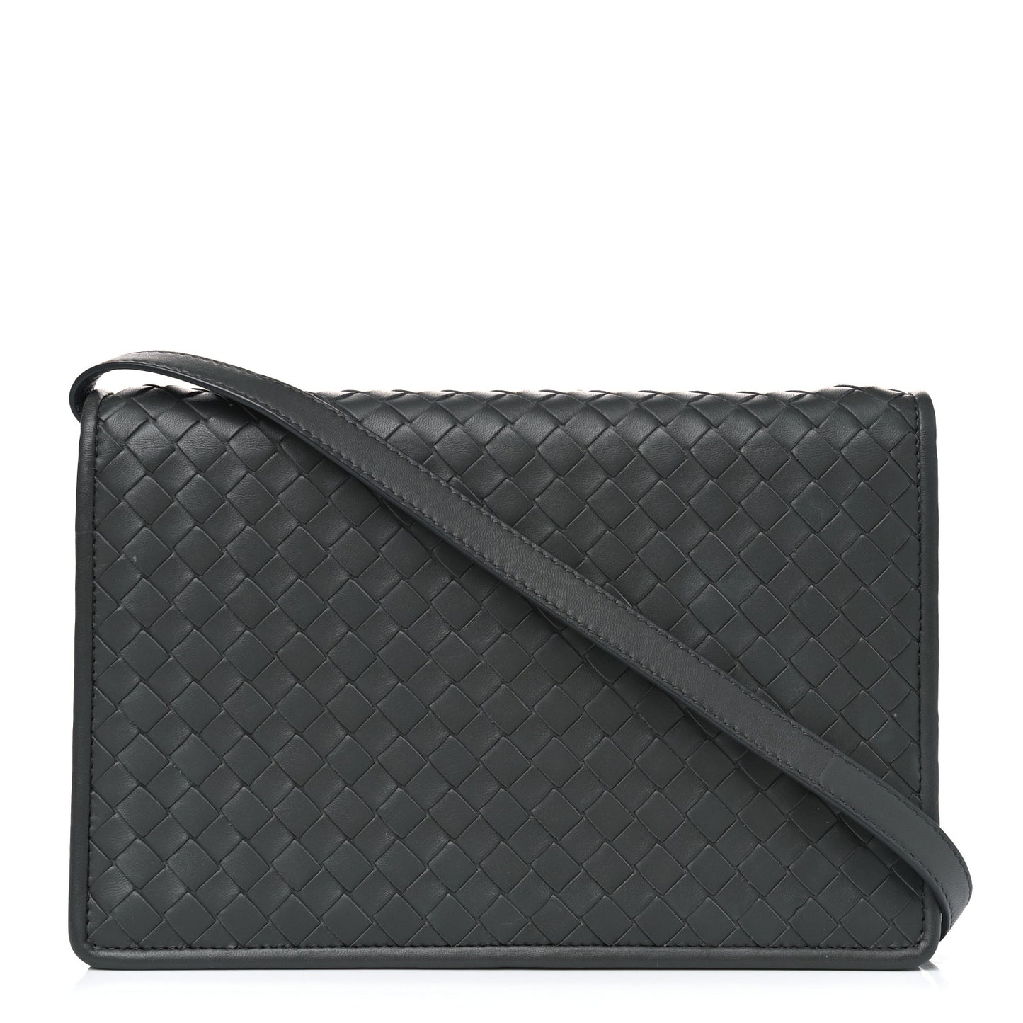 Nappa Intrecciato Flap Crossbody Grey
