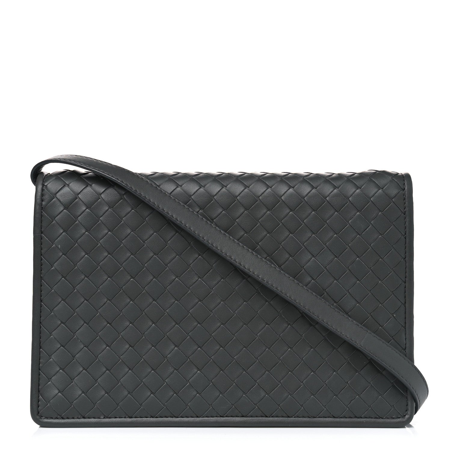 Bottega Veneta Nappa Intrecciato Flap Crossbody Grey 1 of 8