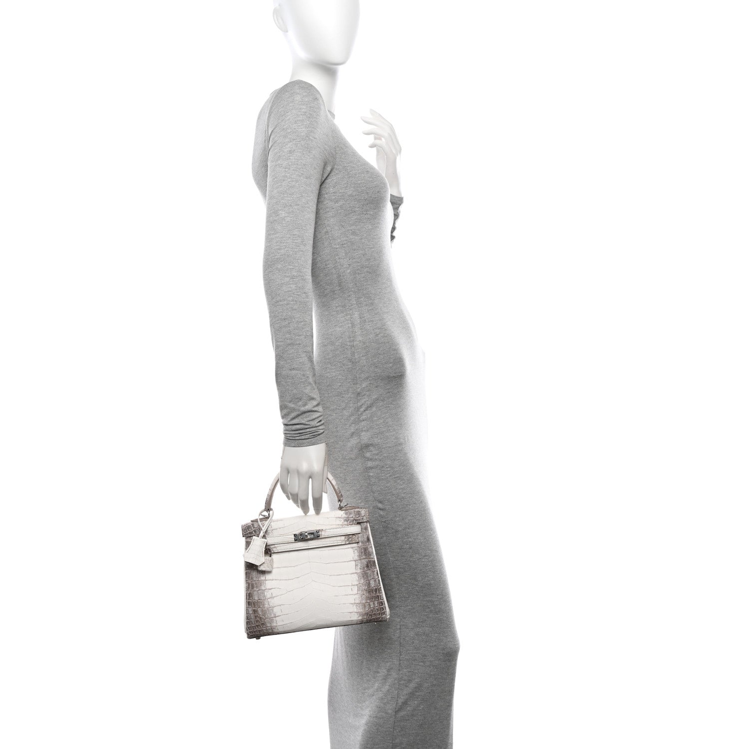 Hermes Matte Niloticus Crocodile Himalaya Kelly Retourne 25 White 2 of 11